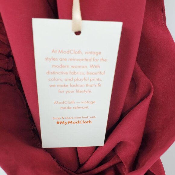 NWT Modcloth Tie Front Burgundy A Line Skirt Size Medium - Picture 3 of 8